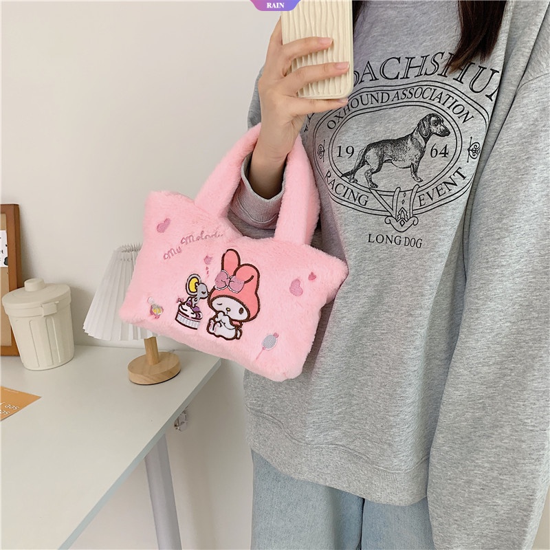 SANRIO Túi Xách Tay Bằng Vải Bông Hình Cinnamoroll Kuromi My Melody Hello Kitty Stitch Dễ Thương Cho Nữ