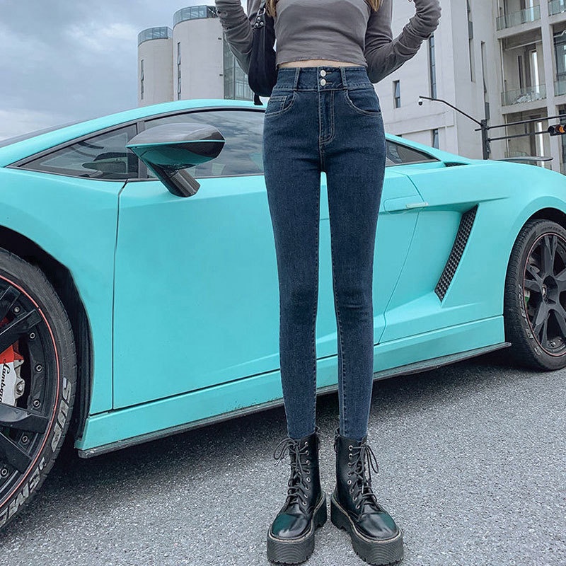 Quần Jean Nữ Lưng Cao ôm body đẹp vải co dãn cao cấp, Quần dài nữ vải denim