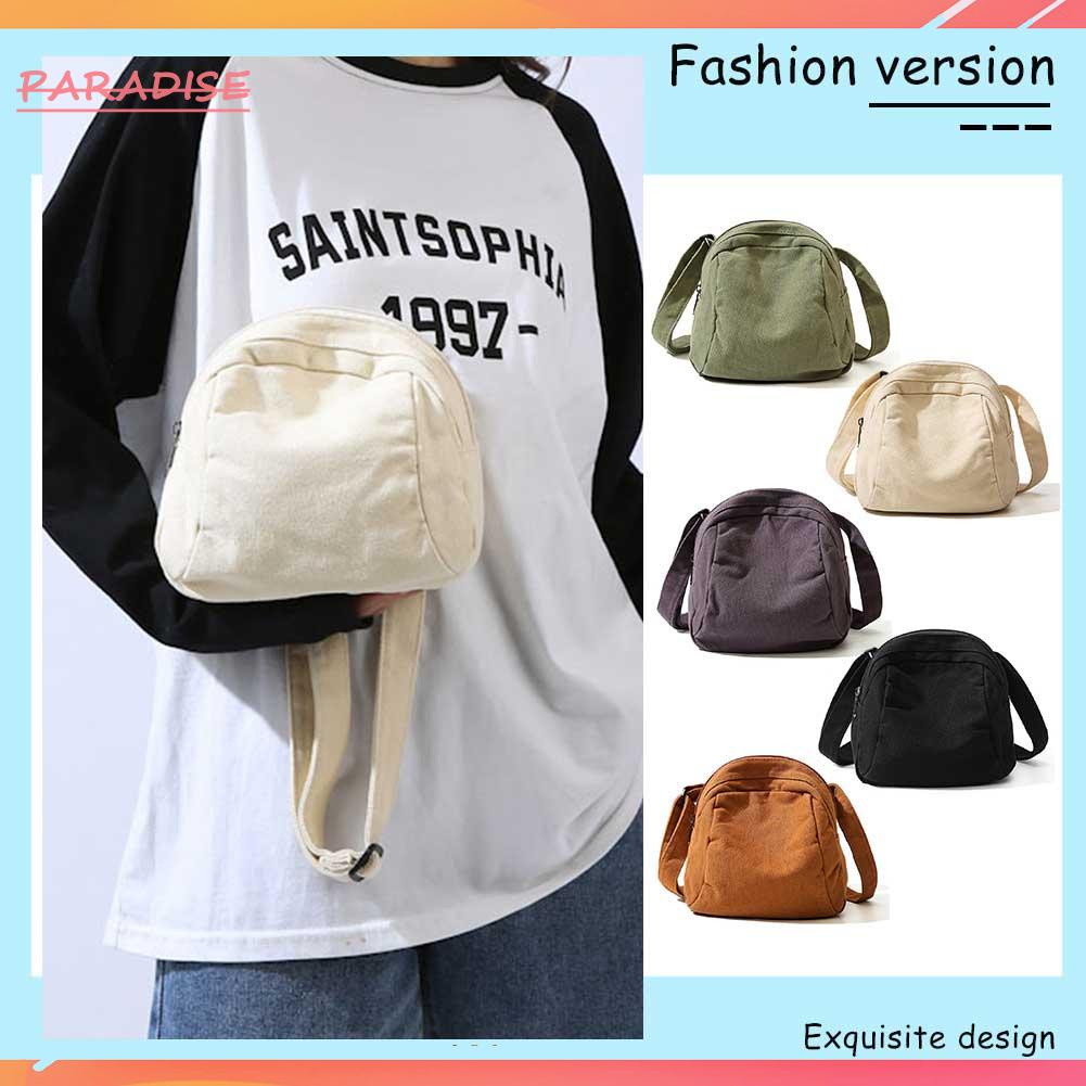 Túi Đeo Chéo Canvas 1.vn Có Dây Khóa Kéo Tùy Chỉnh Màu Trơn Thời Trang Unisex