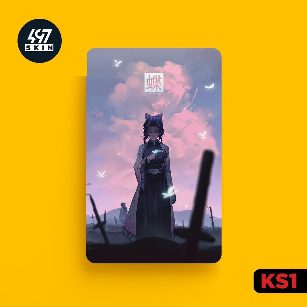 Sticker Dán Thẻ ATM Trùng Trụ Kochou Shinobu Trong Kimetsu no Yaiba - Miếng Dán ATM - Skin Card - Chất Liệu Chống Xước -