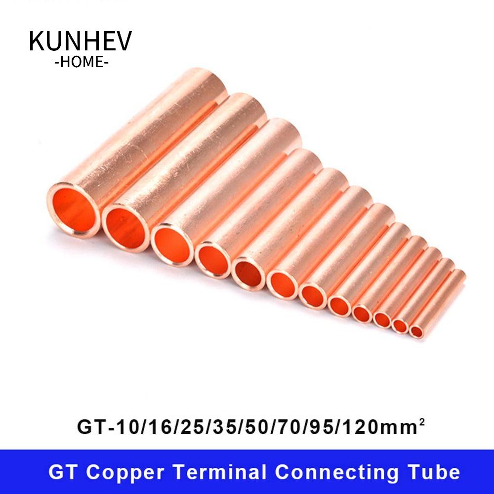 KUNHEV Bộ Đầu Nối Dây Điện Bằng Đồng Bền Bỉ Lug GT-10 / 16 / 25 / 35 / 50 / 70 / 95 / 120mm2 GT