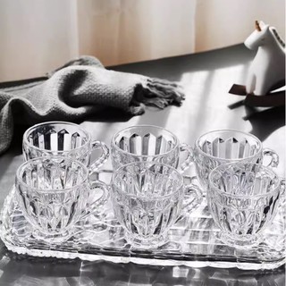 Bộ Cốc Thủy Tinh 6 Chén Có Quai
