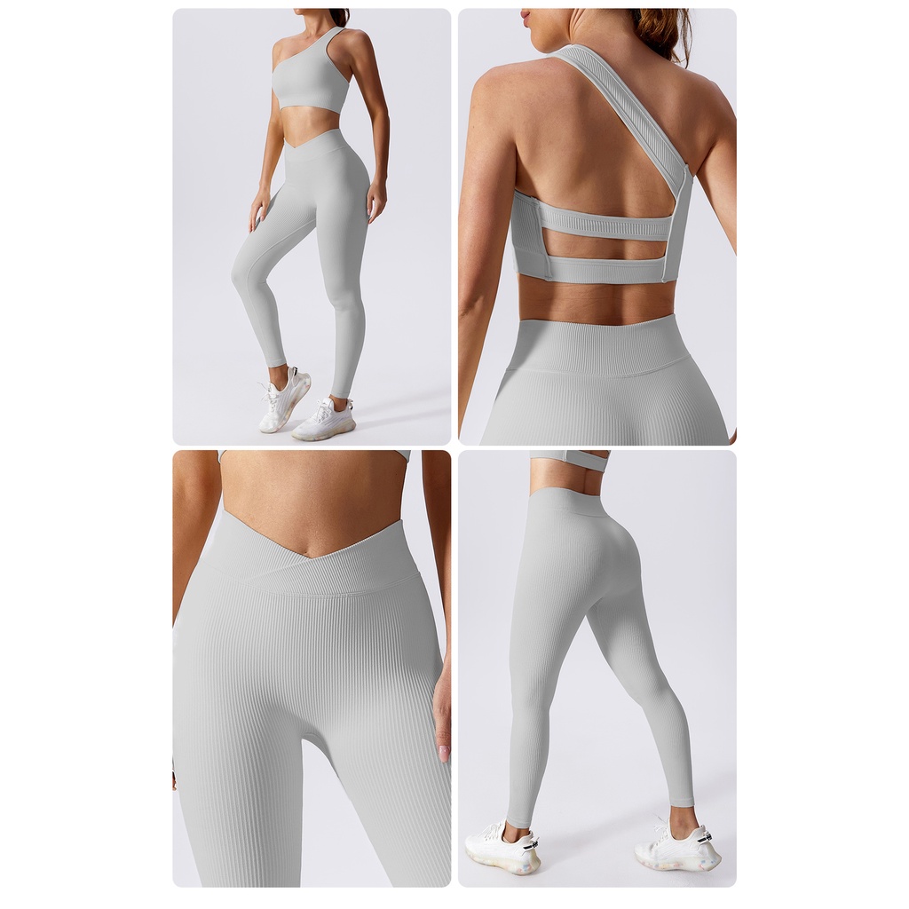 Yoga sports set gân dây đeo đơn và quần short thể thao high-rise