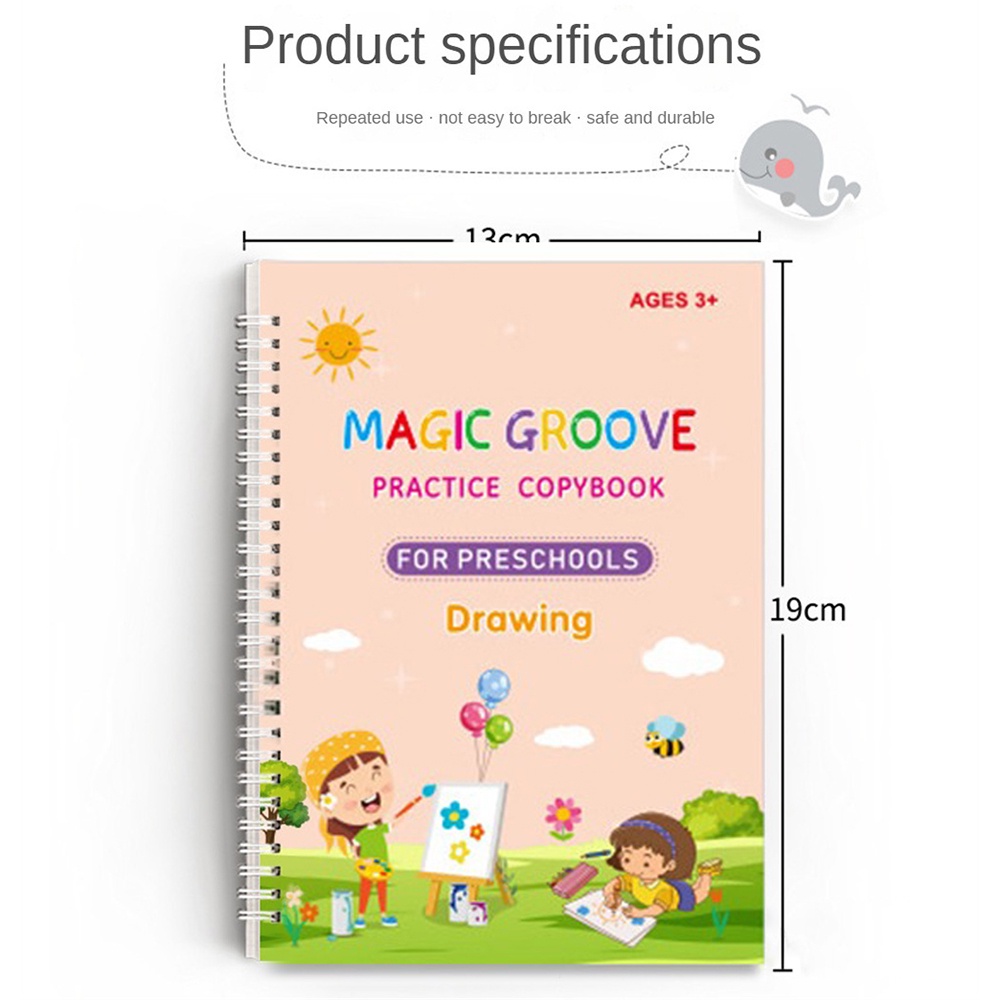 4 cuốn / bộ copybook kid's english learning calligraphy magic books with pen children writing practice copybook