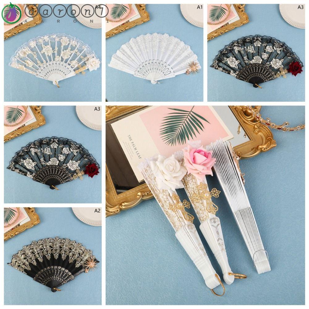 Aaron1 ren rose quạt gấp cosplay đạo cụ lolita ngoài trời phong cách châu âu phong cách tòa án gothic nhiếp ảnh prop retro tuyệt đẹp quạt gấp