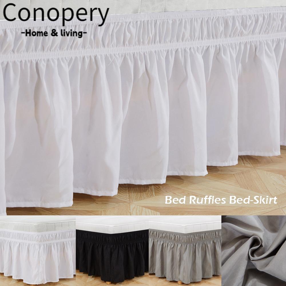 Chân váy giường CONOPERY bằng polyester co giãn xếp nếp trang trí viền có thể tháo rời