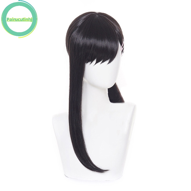 Pairhj anime chain man igashiyama kobeni cosplay wig dài 35cm màu đen chịu nhiệt tổng hợp tóc bên tóc giả vn