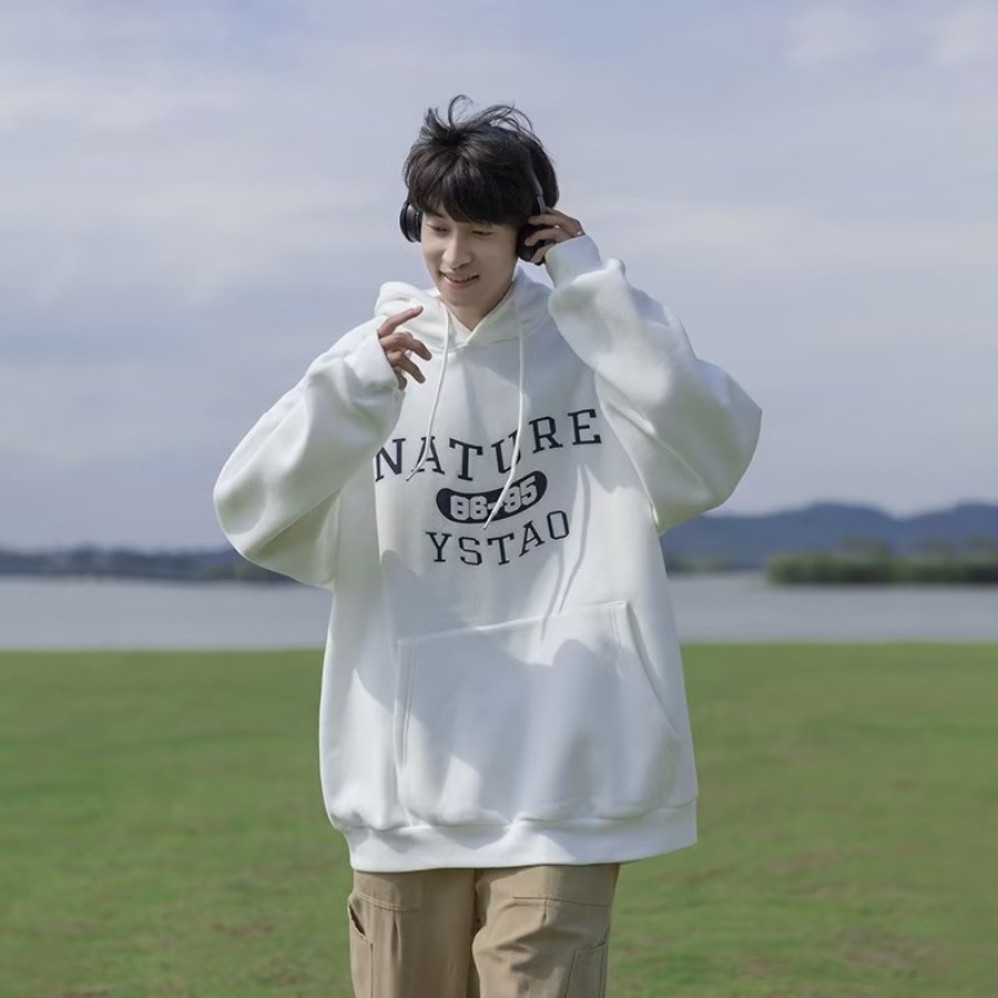 Áo hoodie nam in chữ và số m-8xl áo hoodie lớn phong cách hàn quốc áo len cặp đôi áo len hoodie nam plus size