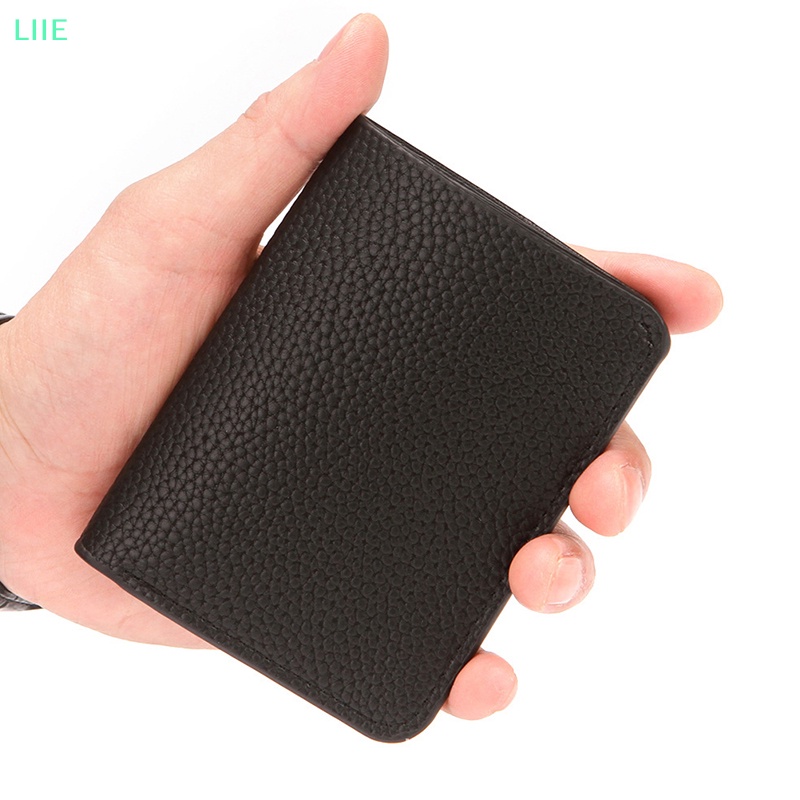 Li thời trang nam mềm ví da pu mẫu vải thiều mini coin ví chủ thẻ bằng lái xe tức là