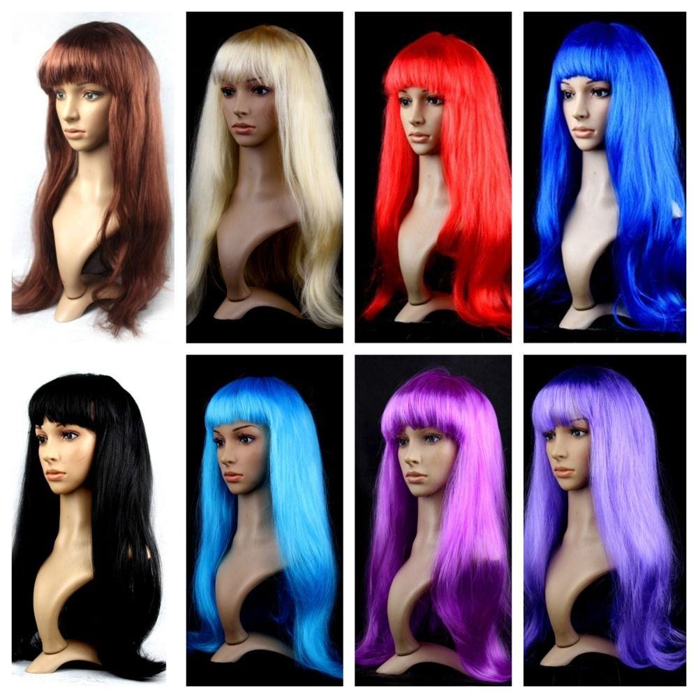 Dans Tóc Giả Dài Thẳng Mềm Mại Màu Xanh Dương Hóa Trang Nhân Vật Truyện Tranh Và Cẩm Chướng