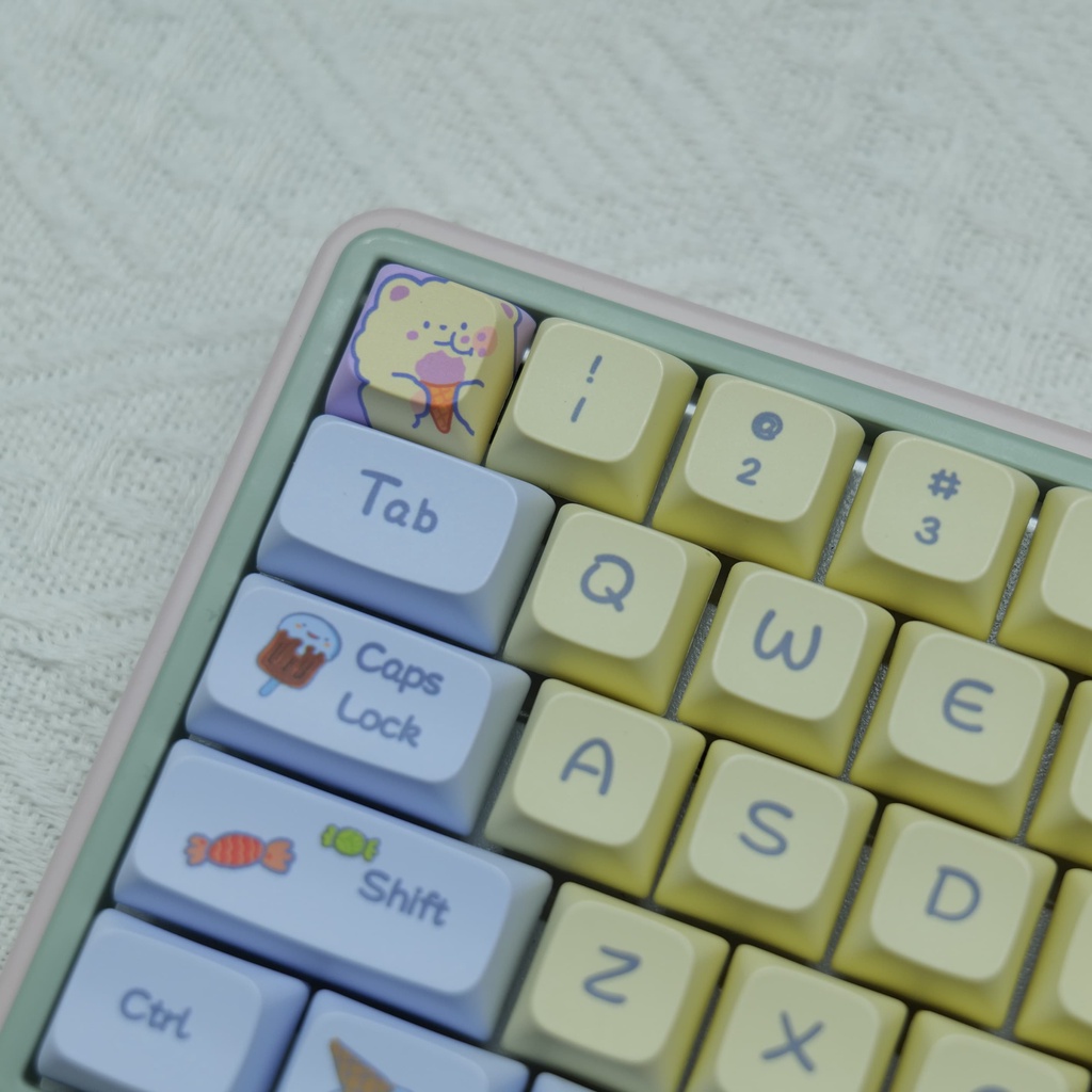 Marshmallow ice cream keycaps xda profile cartoon pbt dye sub bàn phím cơ keycap