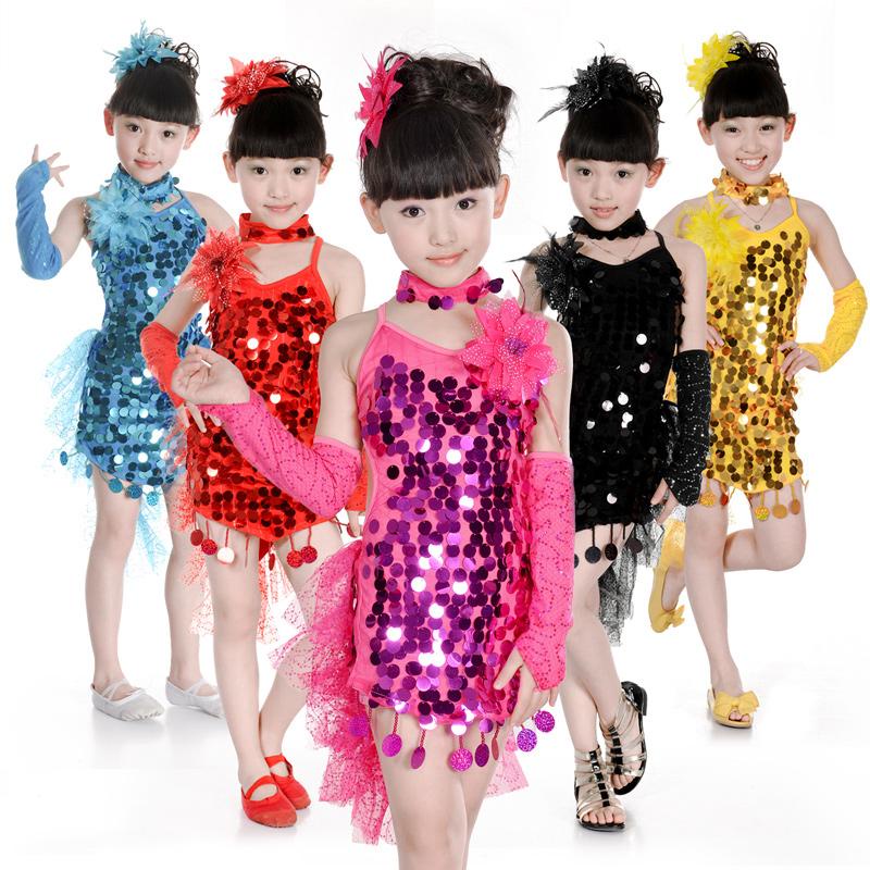 Chân Váy Khiêu Vũ Latin Đính Kim Sa Lấp Lánh Dễ Thương Cho Bé Gái