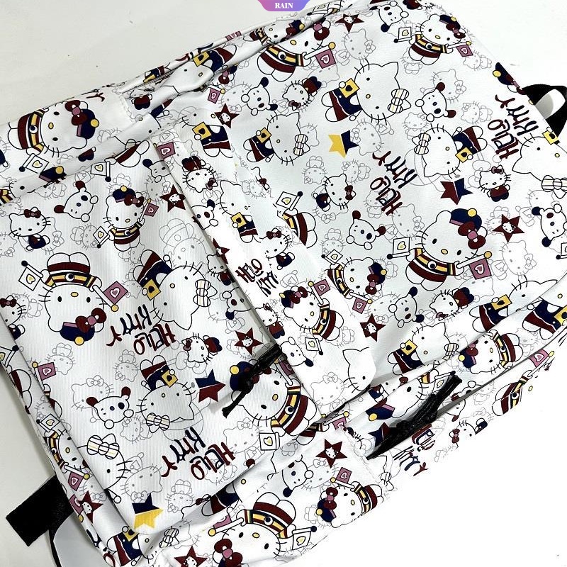 Sanrio anime y2k thời trang nữ ba lô dễ thương đầy màu sắc hello kitty mẫu in đầy đủ trẻ em học sinh túi đi học cô gái hoạt hình công suất lớn dây kéo máy tính xách tay du lịch knapsack [rain]