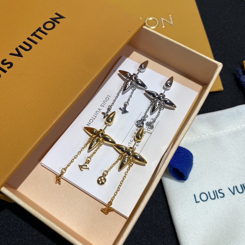 Lv bông tai titan thép chữ logo vòng đeo tai stud bông tai trang sức nữ