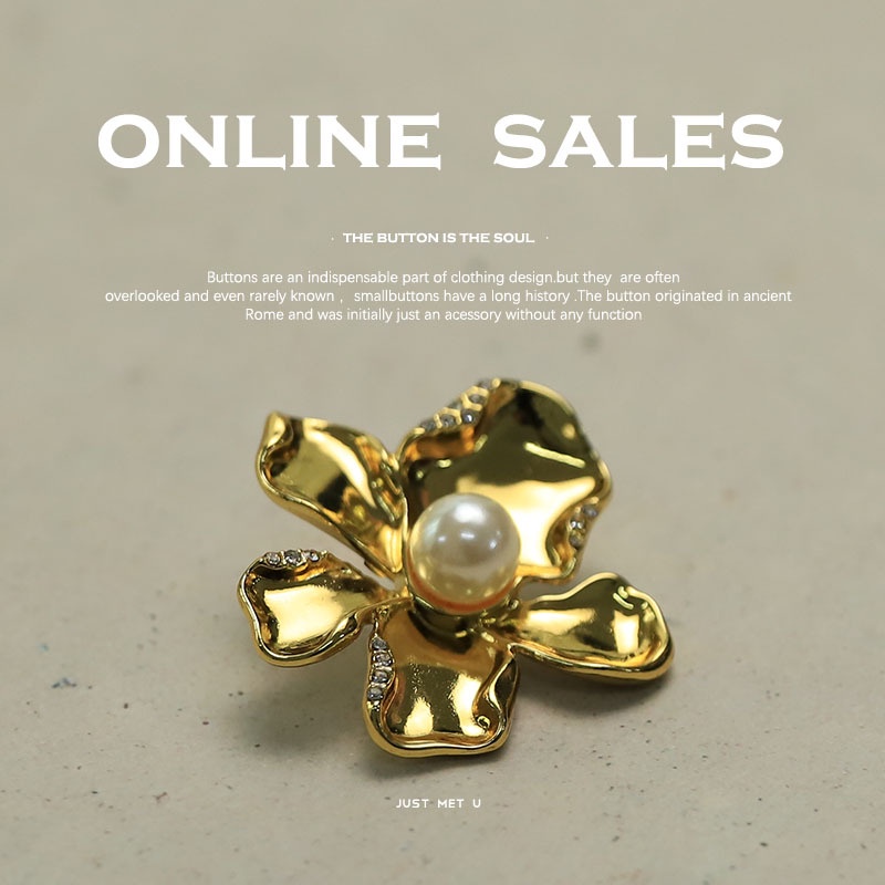 5 cái 24mm 34mm nút kim loại hoa lớn để dệt kim áo khoác cardigan áo len áo khoác da nút trang trí