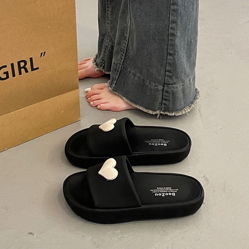 KaBaiQi Dép bánh mì guốc dép sandal nữ Màu Sắc Đơn Giản Thoải Mái Cao Gót Chống Trơn Trượt dép đế xuồng 34ZHDLX0814