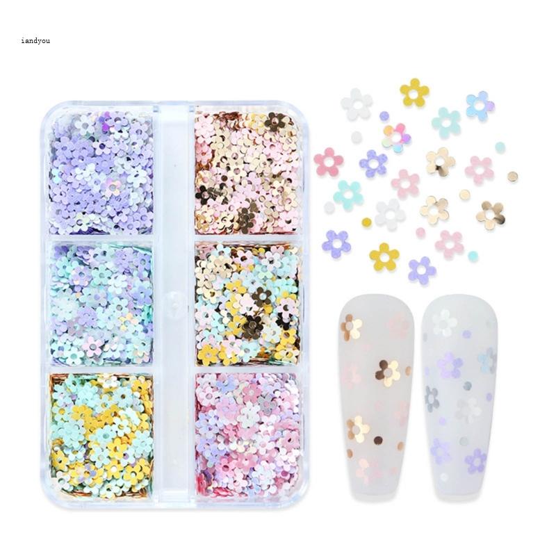 ✿ 2 hộp nail art glitter 3d nail sequins glitter small petal flower flakes