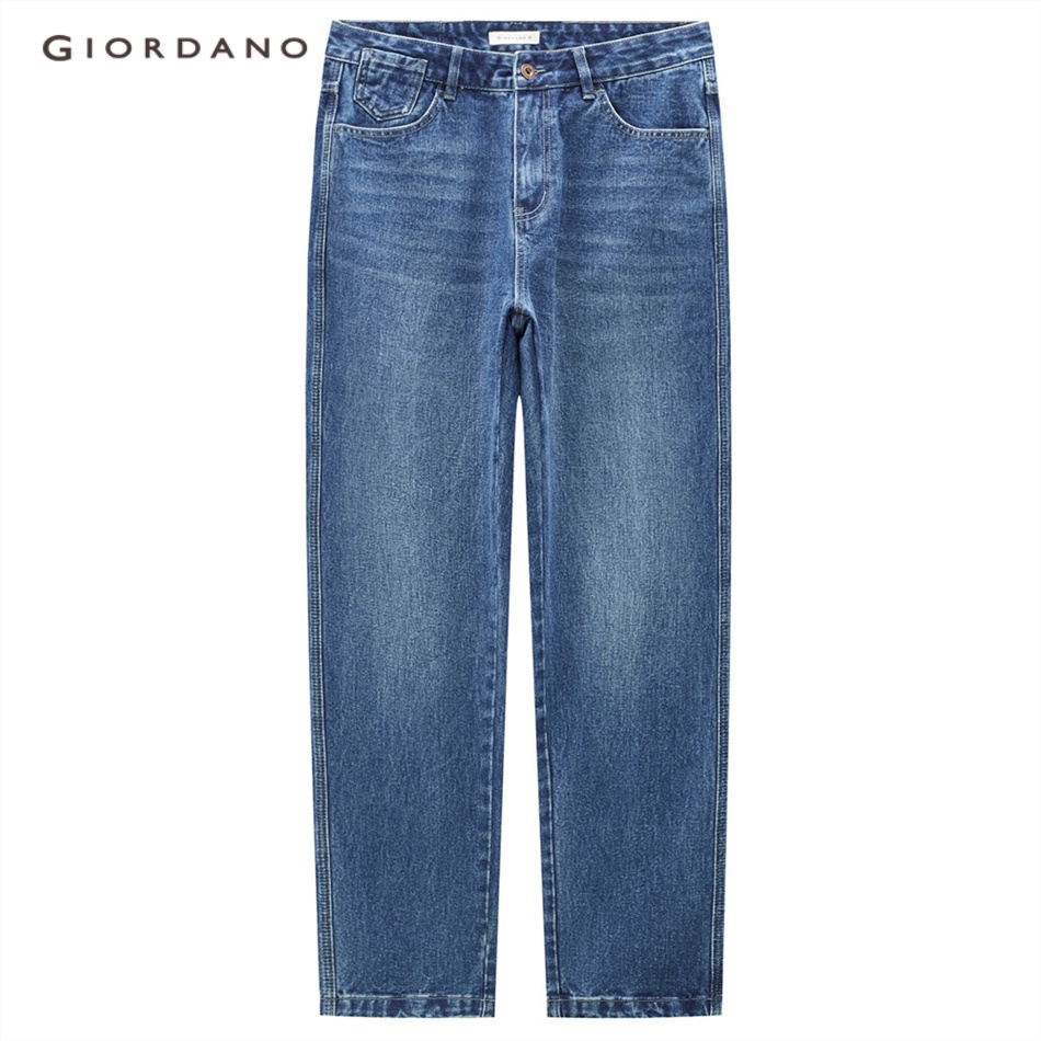 Quần denim GIORDANO 18113615 ống rộng phối 5 túi thời trang dành cho nam