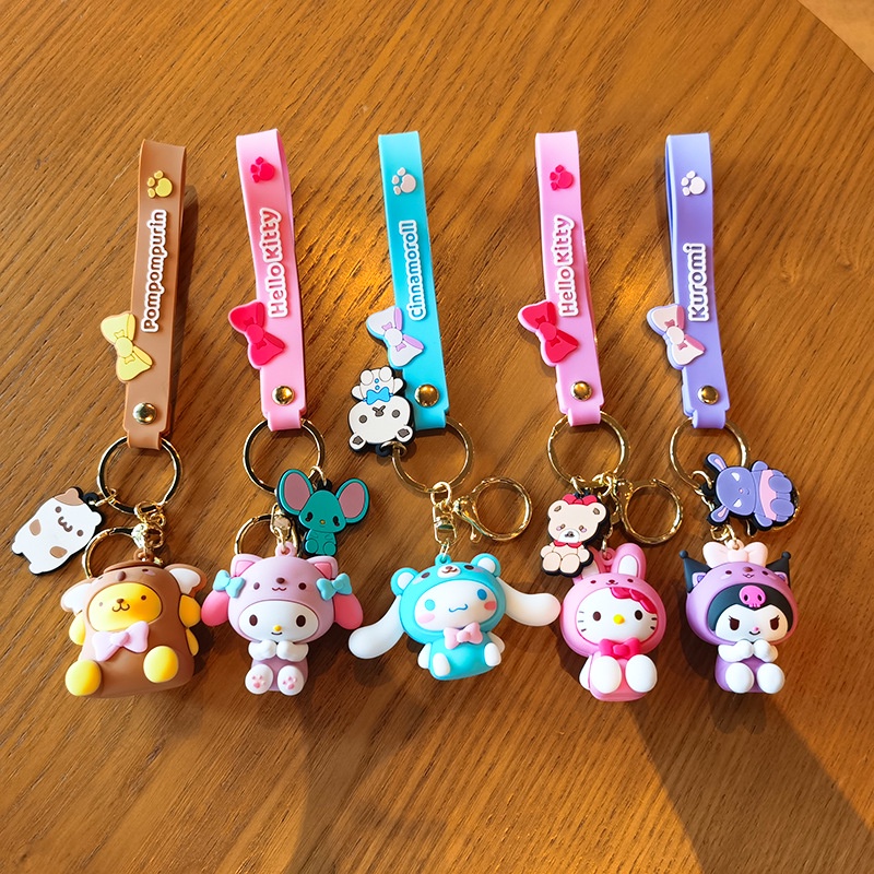 Mặt dây chuyền hoạt hình dễ thương sanrio kuromi keychain doll chain couple gift đồ trang trí xe hơi mặt dây chuyền cặp đôi
