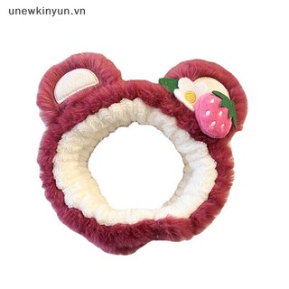 Uu kawaii sweet hairband strawberry bear plush ears headband cartoon face wash non-slip cute headdress hair hoop headband girls accessoires vn