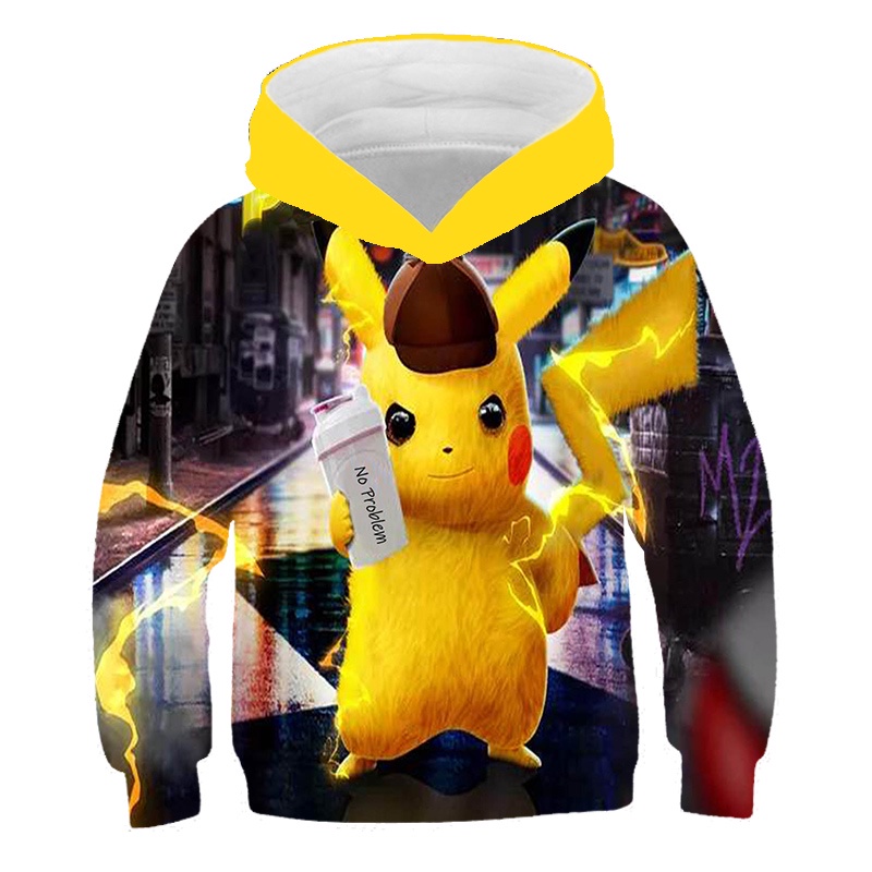 2023 quần áo trẻ em pokemon pikachu hoodies cho trẻ em in 3d phim hoạt hình thời trang bé trai và bé gái quà tặng sinh nhật