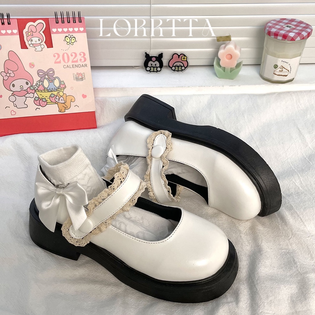 LORRTTA giày cao gót nữ giày nữ lolita giày Giày búp bê gót đại đính tinh thể 2023NEW 230812014