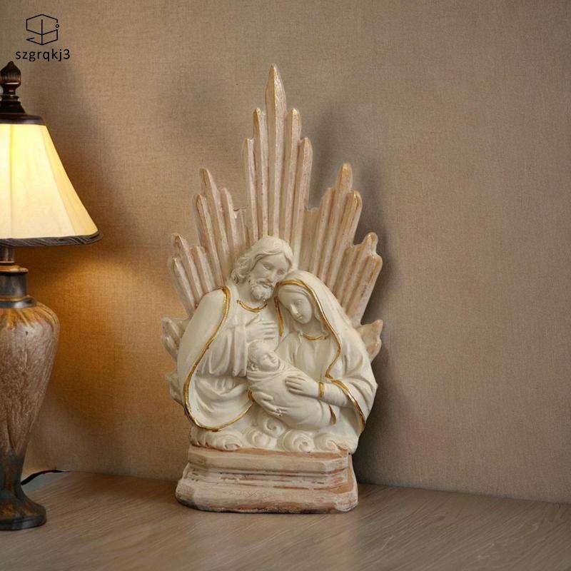 Tượng thánh gia đình bằng nhựa, tượng gia đình công giáo để bàn, trang trí, bộ sưu tập