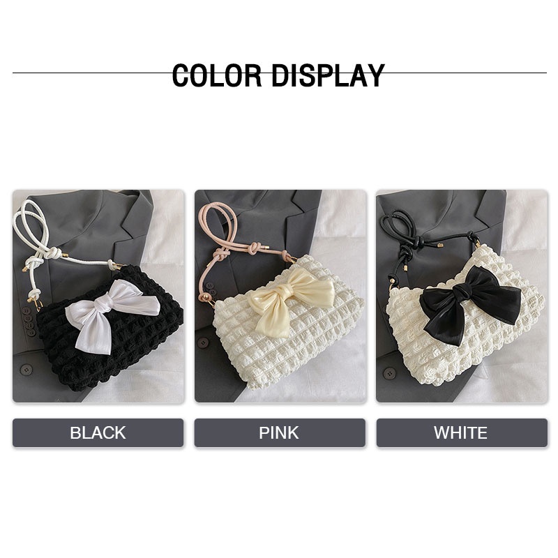 Moweikaidi thời trang hàn quốc mới retro nơ thắt nơ túi dưới cánh tay thời trang đơn giản túi đeo vai thông thường