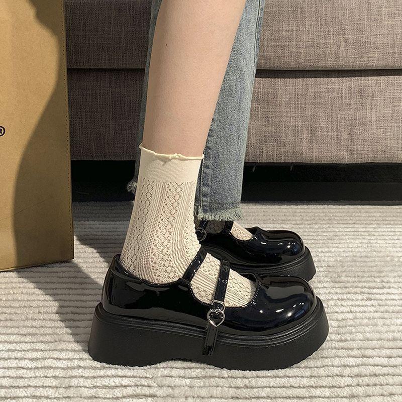 Mary jane da tròn đế dày và thời trang mùa hè đen