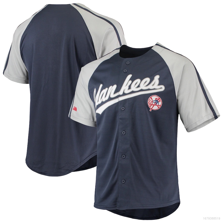 Áo Khoác Bóng Chày Thể Thao QY 2023 MLB New York Yankees Stitches Navy Cài Nút-Down Jersey Plus Size