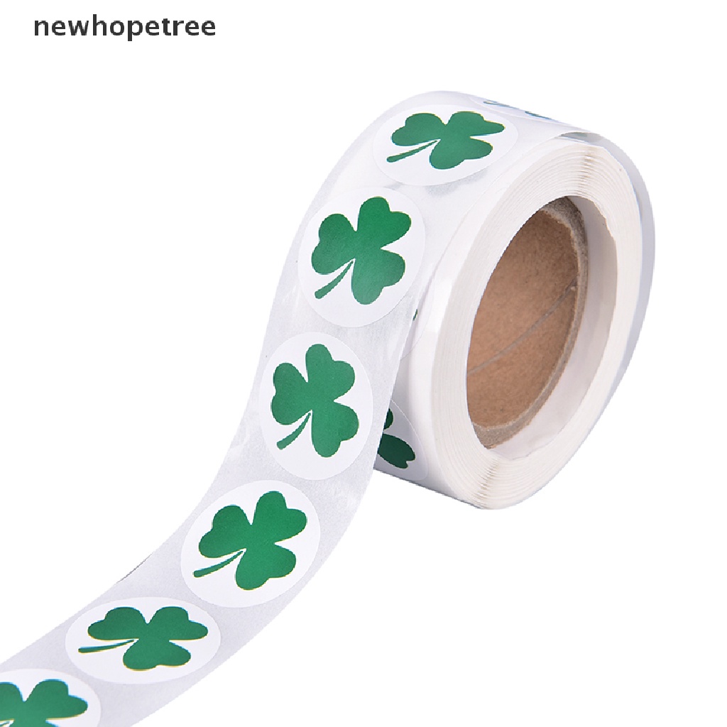 Cuộn 500 Nhãn Dán Tự Dính Hình Cỏ Ba Lá 1Inch Dành Cho Trẻ Em