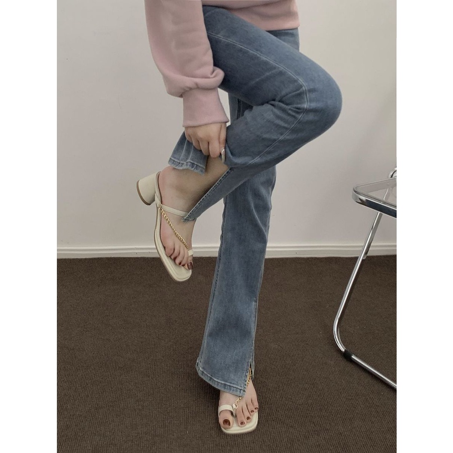 Dép Sandal Cao Gót Màu Trắng Đen Thời Trang Mùa Hè