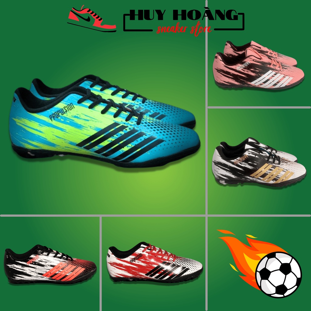 Giày Đá Bóng Phủi 3 Sọc Full Box - Giày Đá Banh Sân Cỏ Nhân Tạo Propulsion Cao Cấp Khâu Full Đế
