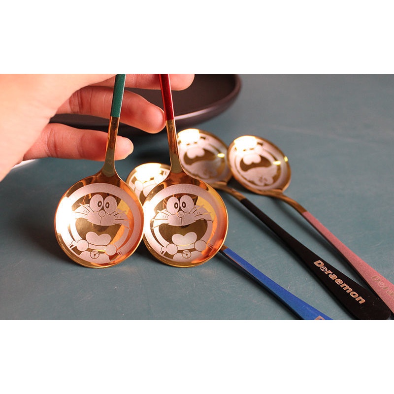 Muỗng Ăn Cơm / Cà Phê Starbucks Bằng Thép Không Gỉ 304 Tay Cầm Dài Màu Sắc Dễ Thương