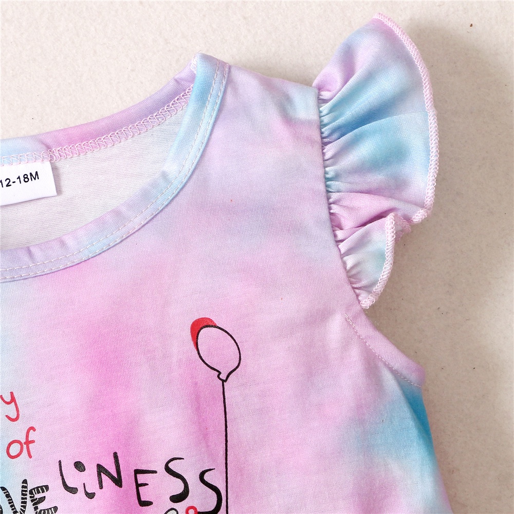 Set đồ mùa hè 2 món MIKRDOO gồm áo tay bay in họa tiết và quần ngắn đáng yêu cho bé gái 1-5 tuổi