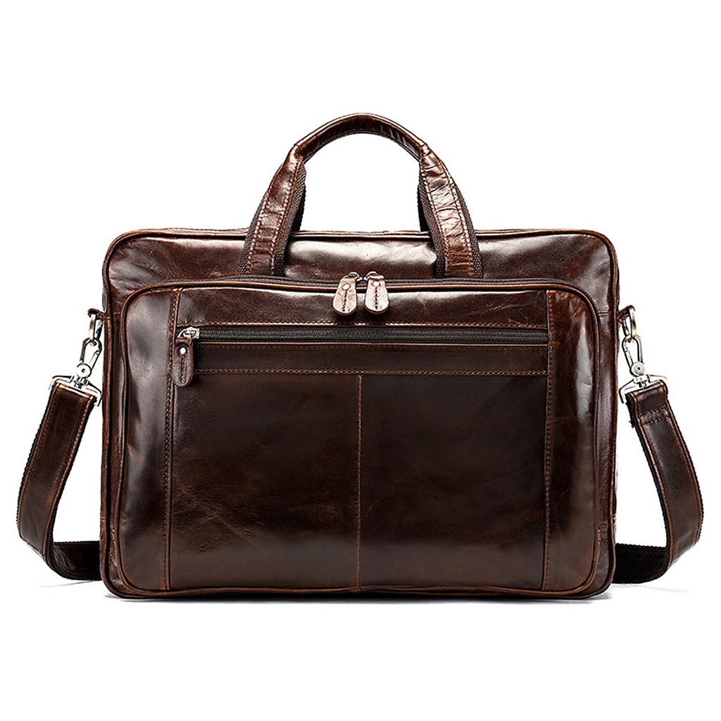 Cặp công sở đa năng để vừa laptop 17in DA BÒ THẬT - BEE GEE 5523A