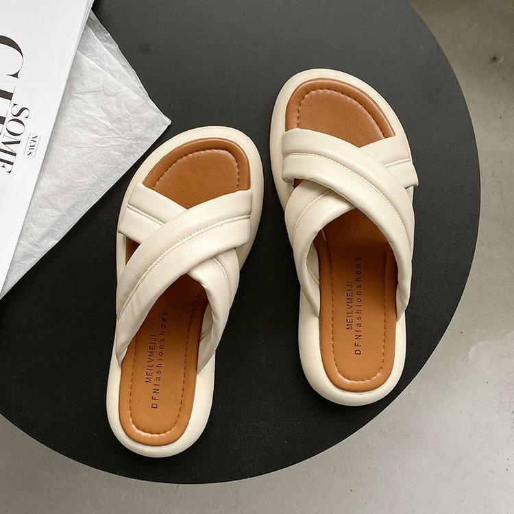 Dép Quai Ngang Hở Ngón Đế Dày Thời Trang Hàn Quốc