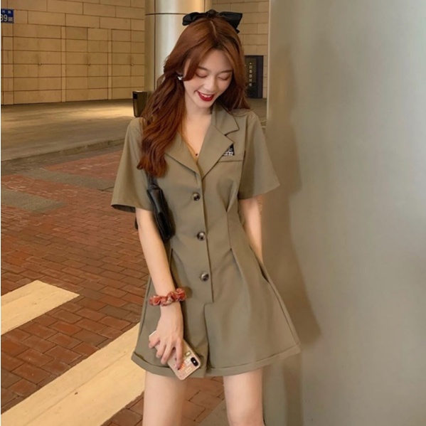 Jumpsuit Ngắn Ống Rộng Thiết Kế Mới Kiểu Dáng Đơn Giản Năng Động Thời Trang
