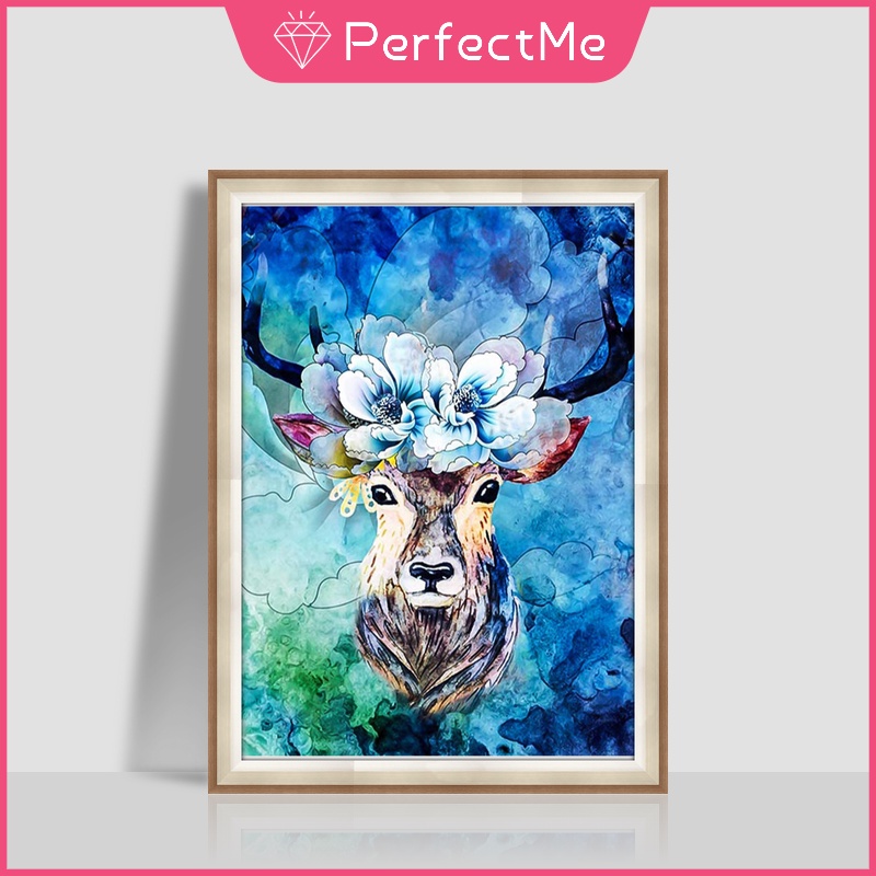 Bộ Tranh Đính Đá 5D Tự Làm 30x40cm Hình Hoa Và Hươu