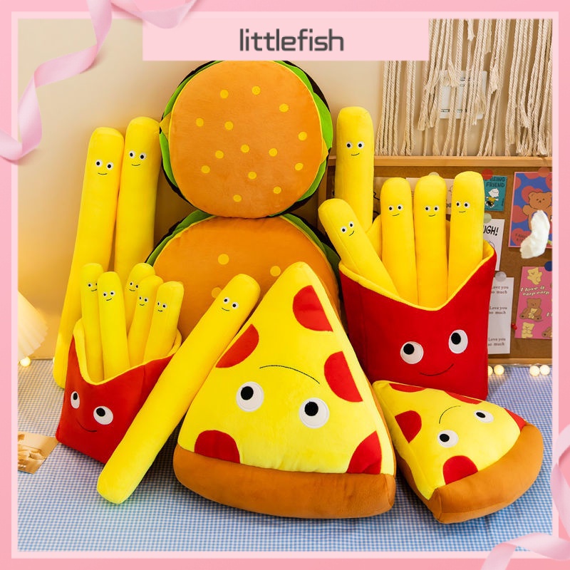 Gối Nhồi Bông Hình Bánh Hamburger Khoai Tây Chiên Pizza Vui Nhộn Làm Quà Tặng Cho Bé Gái