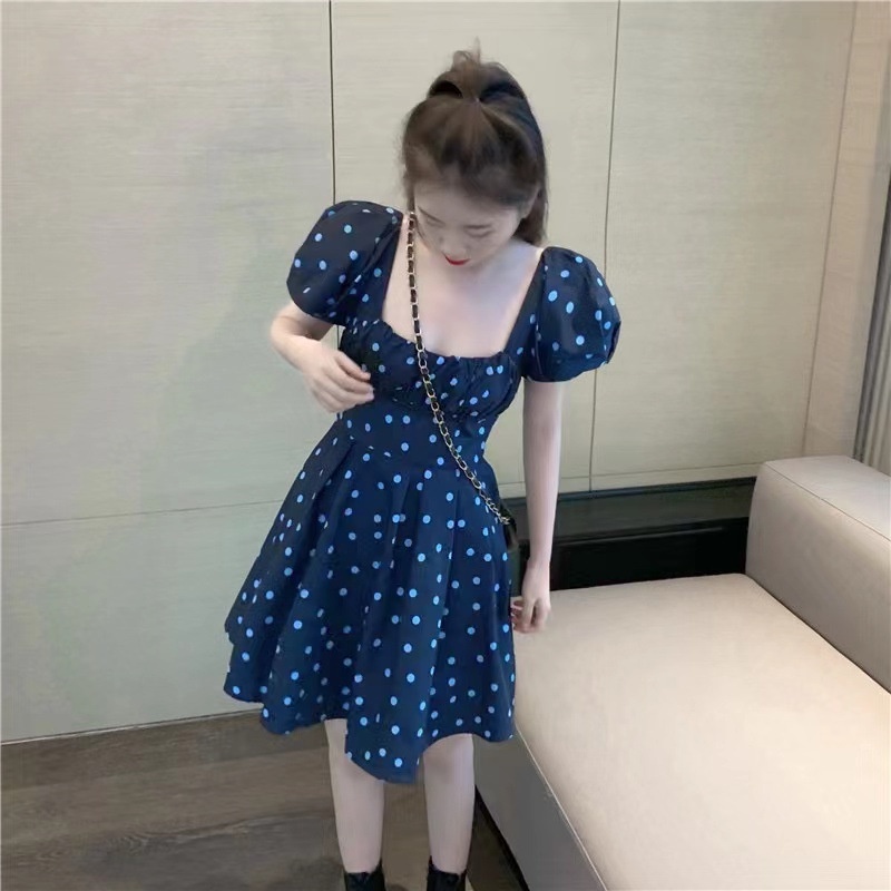IELGY Đầm Công Chúa Họa Tiết Chấm Bi Phong Cách Hàn Quốc Cho Nữ