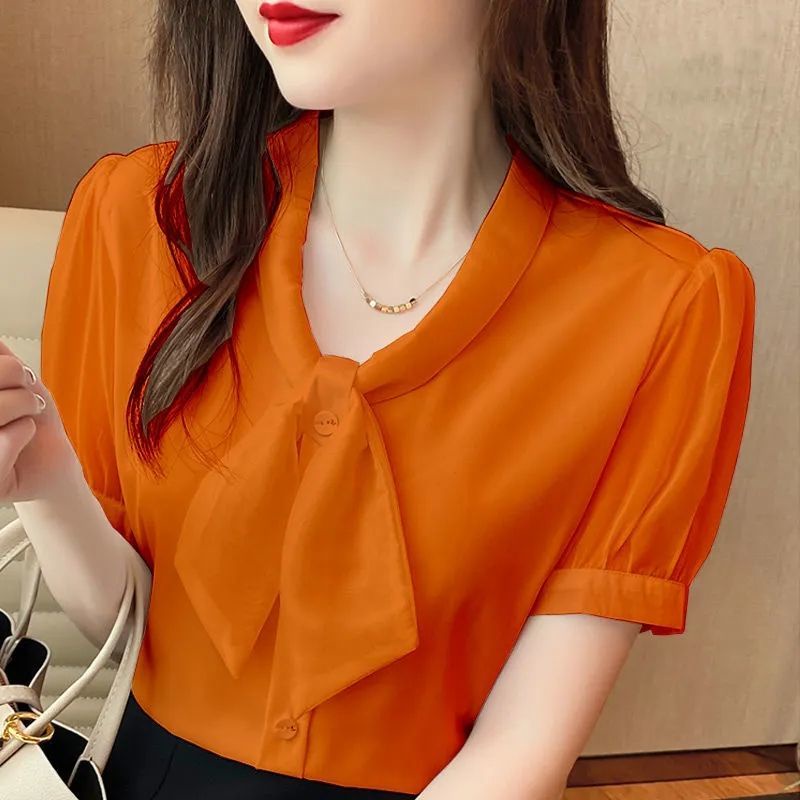 Áo Sơ Mi Chiffon Tay Ngắn Dáng Rộng Thời Trang Mùa Hè Dành Cho Nữ