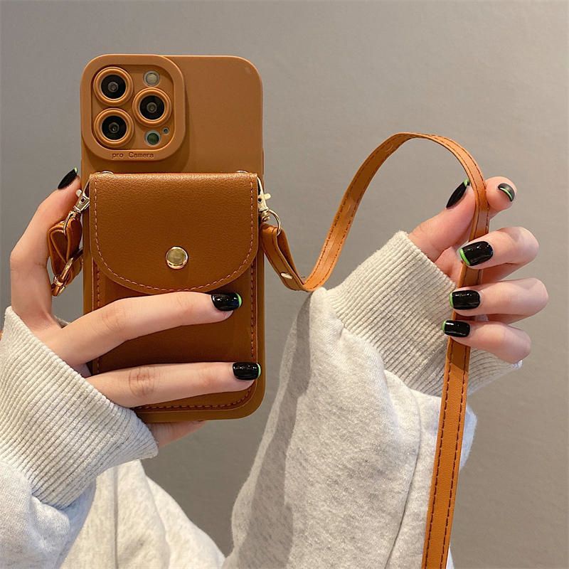 Ốp Điện Thoại Dạng Ví Có Dây Đeo Chéo Vai Cho IPhone 11 14 13 12 Pro Max X Xs Xr Xs Max 7 8 Plus