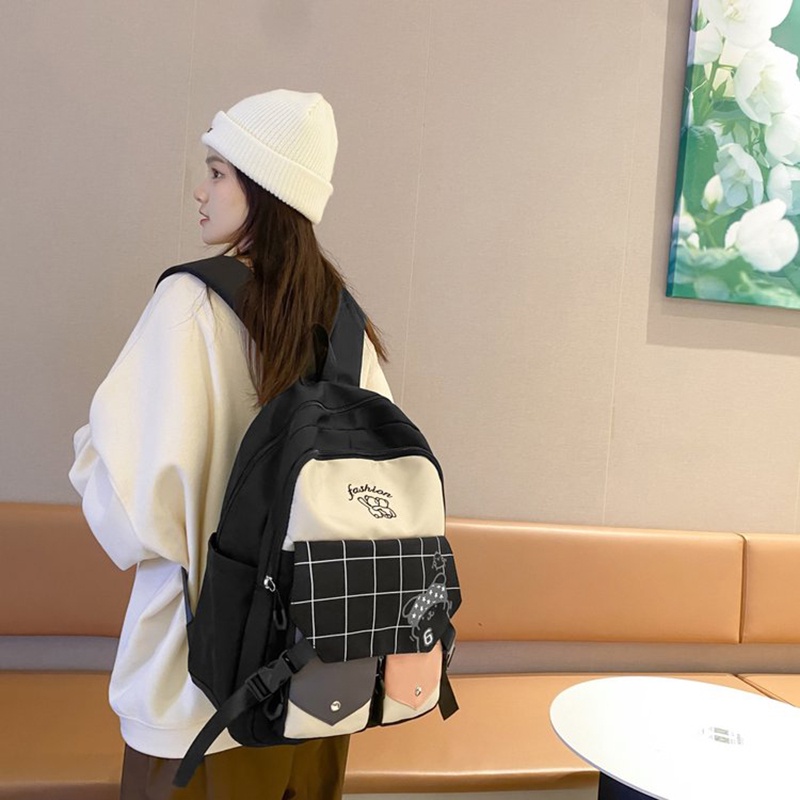 IELGY Large Capacity Japanese Color-block Backpack Girls' High-value Girls' Schoolbag College-style Backpack