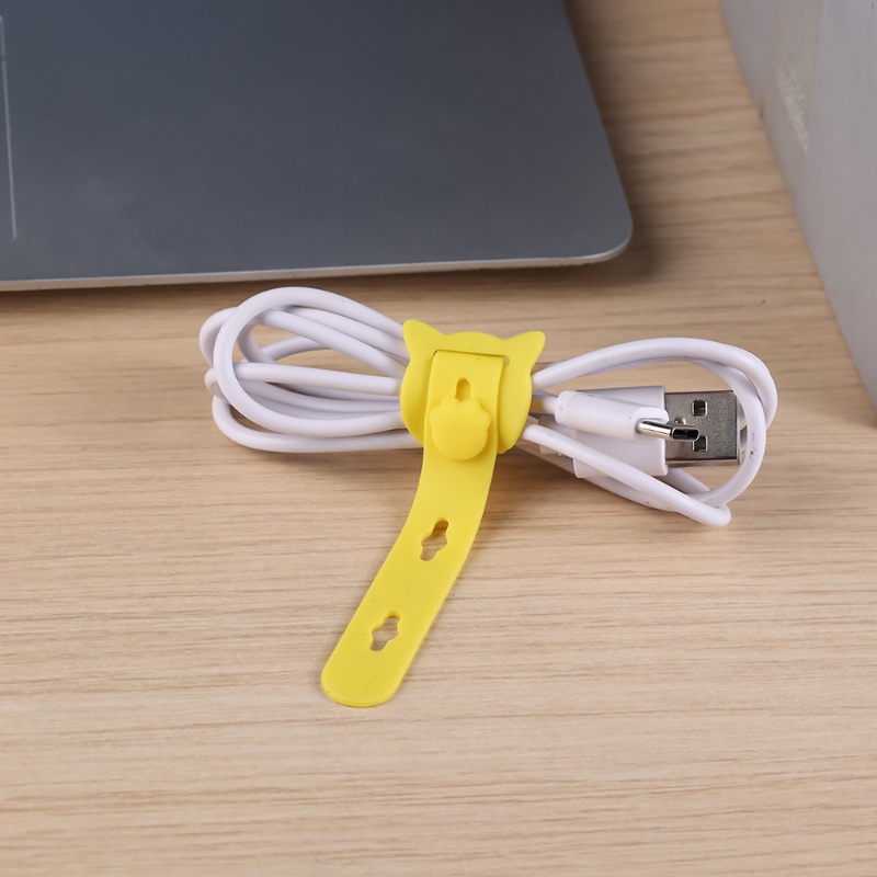 Dụng Cụ Sắp Xếp Gọn Gàng Dây Cáp Bằng Silicon Hình Mèo Hoạt Hình Có Thể Điều Chỉnh
