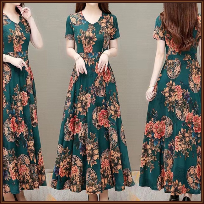 Đầm Chữ A Ngắn Tay Cổ Chữ V Lưng Cao In Họa Tiết Xinh Xắn Theo Phong Cách Mùa Hè Dành Cho Nữ