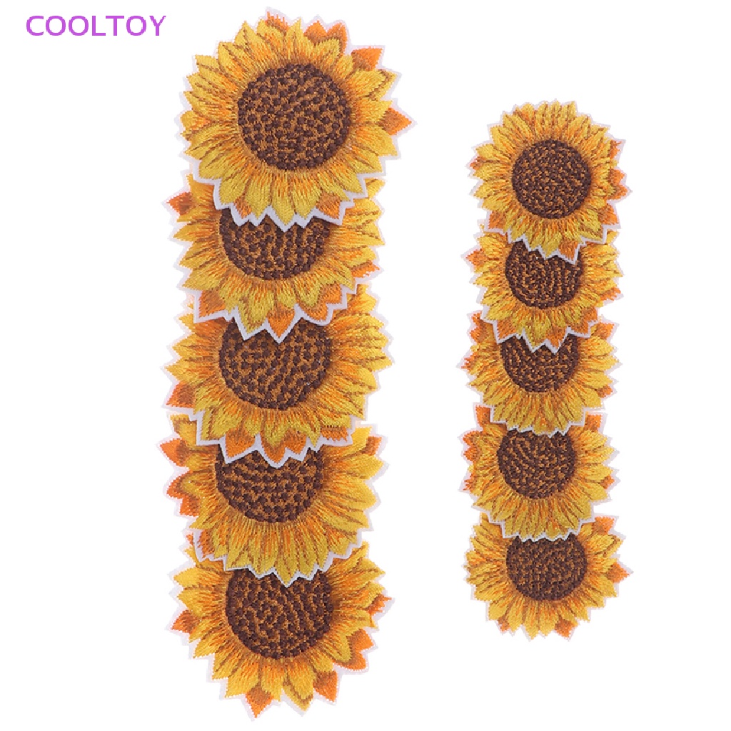Set 5 Sticker Ủi Thêu Hình Hoa Hướng Dương Áo Khoác Phao Thời Trang Trẻ Trung Cá Tính