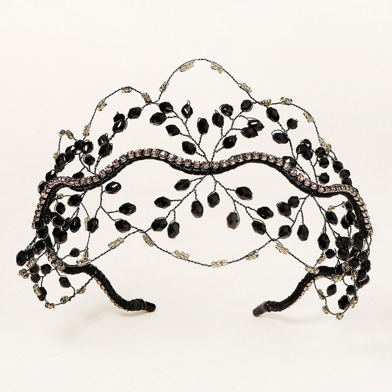 Kẹp Tóc Lưới Đính Đá Pha Lê Handmade Màu Đen Phong Cách Hàn Quốc Thời Trang Cho Nữ