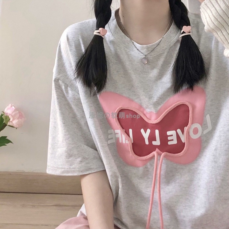 COZOK Áo Thun Tay Ngắn Dáng Rộng Thắt Nơ Hợp Thời Trang