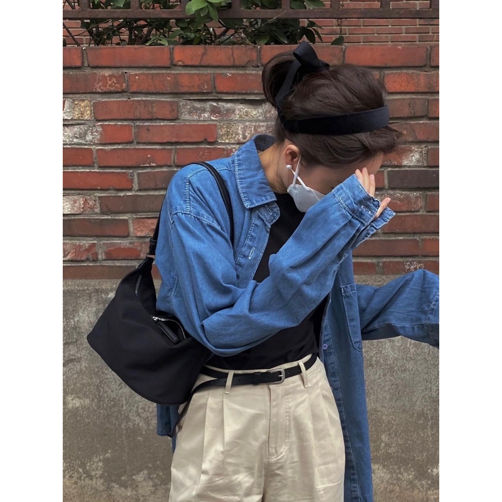 Túi Xách Đeo Vai / Kẹp Nách Chất Liệu Nylon Phong Cách Thời Trang Hàn Quốc Cho Nữ